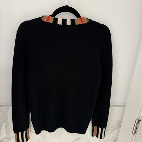SOLD Burberry Black Sweater with Striped Accents - Picture 9 of 10